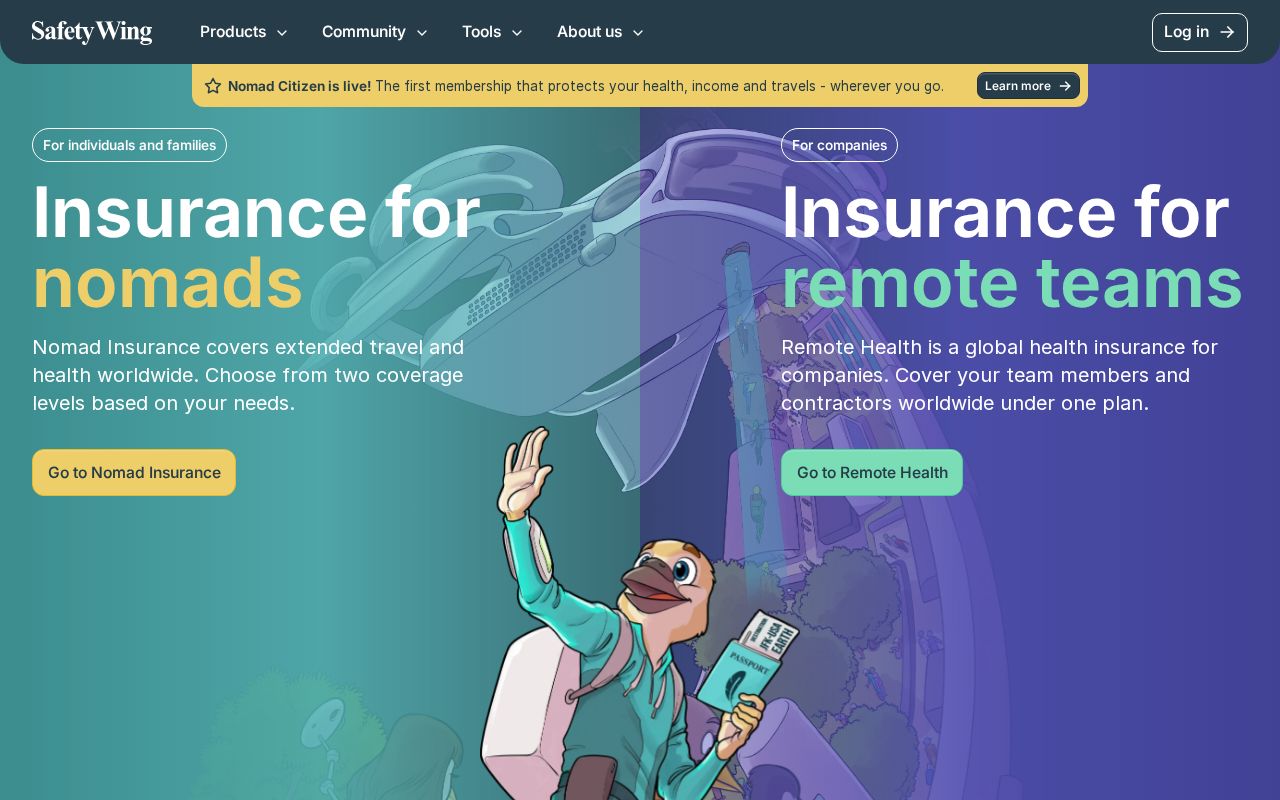 SafetyWing website screenshot