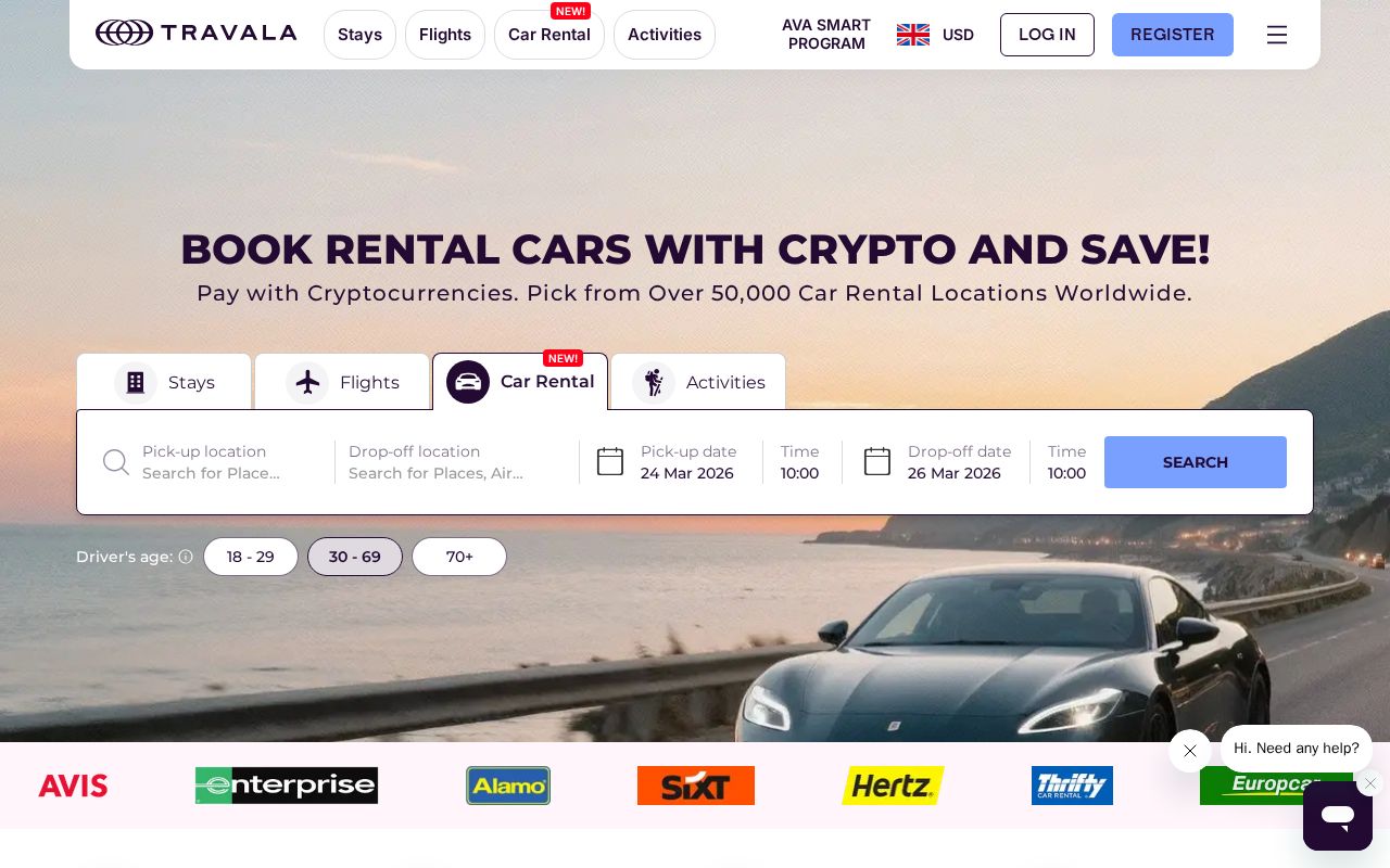 Travala.com website screenshot