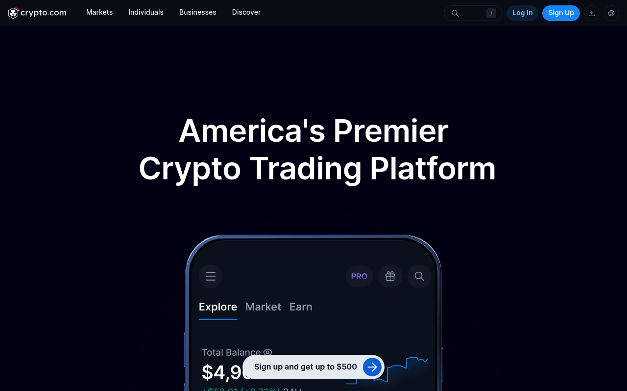 Crypto.com website screenshot
