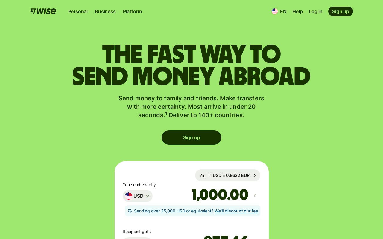 Wise website screenshot