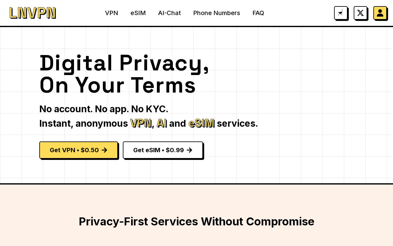 LNVPN website screenshot