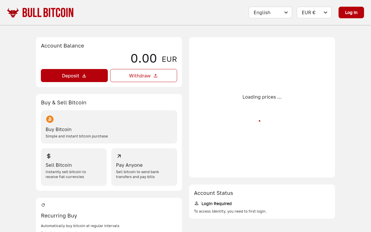 Bull Bitcoin website screenshot